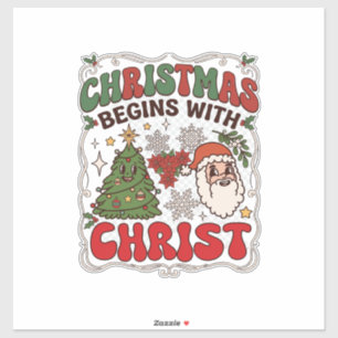 Christmas Begins Christ Santa Claus Tree Snowflake