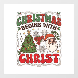 Christmas Begins Christ Santa Claus Tree Snowflake