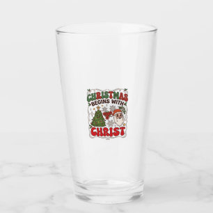 Christmas Begins Christ Santa Claus Tree Snowflake Glass