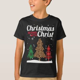 Christmas Begins With Christ Buffalo Plaid Jaguar T-Shirt
