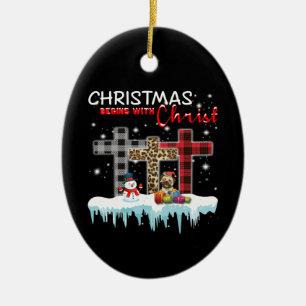 Christmas begins with Christ Ceramic Ornament