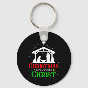 Christmas Begins With Christ Christian Religious J Key Ring