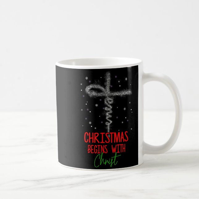 Christmas Begins With Christ Cross Christian Relig Coffee Mug (Right)