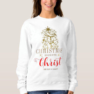 Christmas Begins With Christ Jesus Cross Christian Sweatshirt