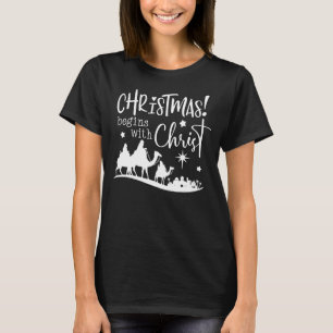 Christmas Begins With Christ Jesus Cross Christian T-Shirt