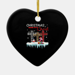 Christmas Begins With Christ Love Flamingo Ceramic Ornament
