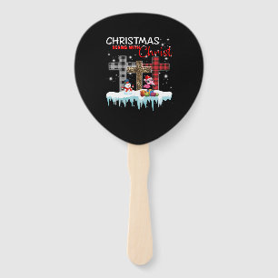 Christmas Begins With Christ Love Flamingo Hand Fan