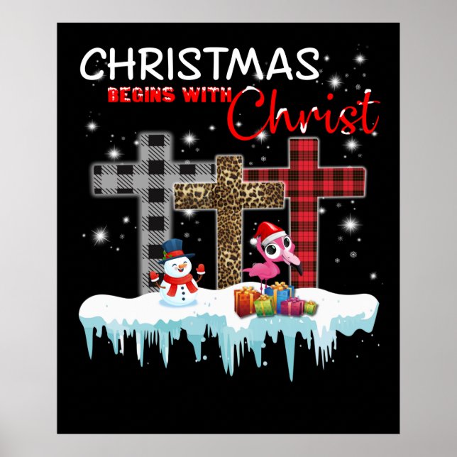 Christmas Begins With Christ Love Flamingo Poster (Front)