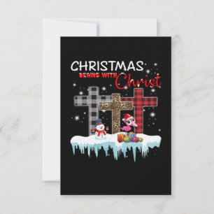 Christmas Begins With Christ Love Flamingo RSVP Card