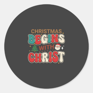 Christmas Begins With Christ Retro Santa Classic Round Sticker