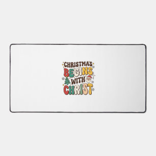 Christmas Begins With Christ Santa Tree Design Desk Mat