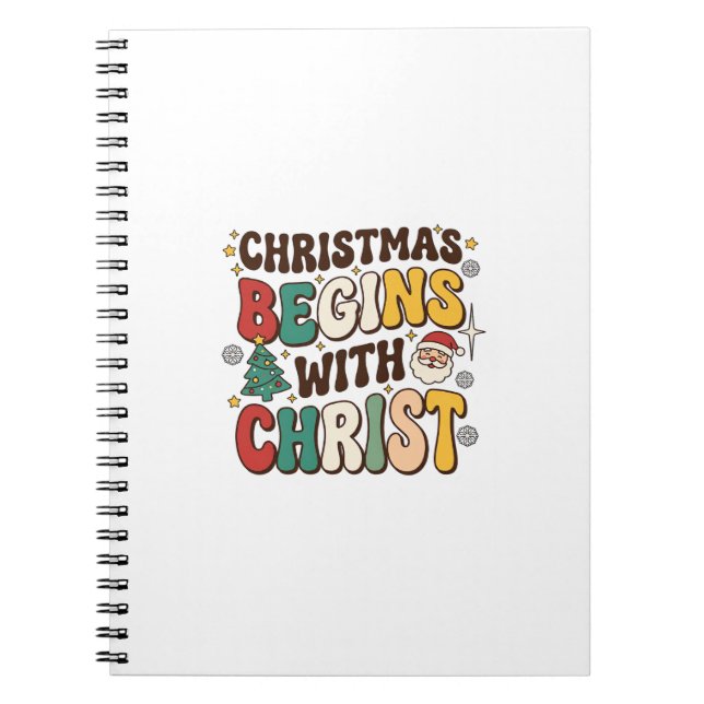 Christmas Begins With Christ Santa Tree Design Notebook (Front)