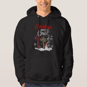 Christmas Begins With Christ Snowman Christian Fai Hoodie