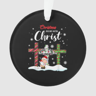 Christmas Begins With Christ Snowman Christian Ornament