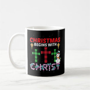 Christmas Begins With Christ Snowman Christian Rel Coffee Mug