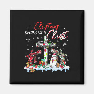 Christmas Begins With Christ Snowman Christian Rel Magnet