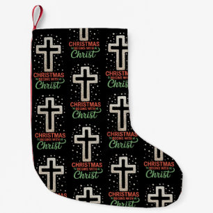 Christmas Begins With Christ Snowman Christian Small Christmas Stocking