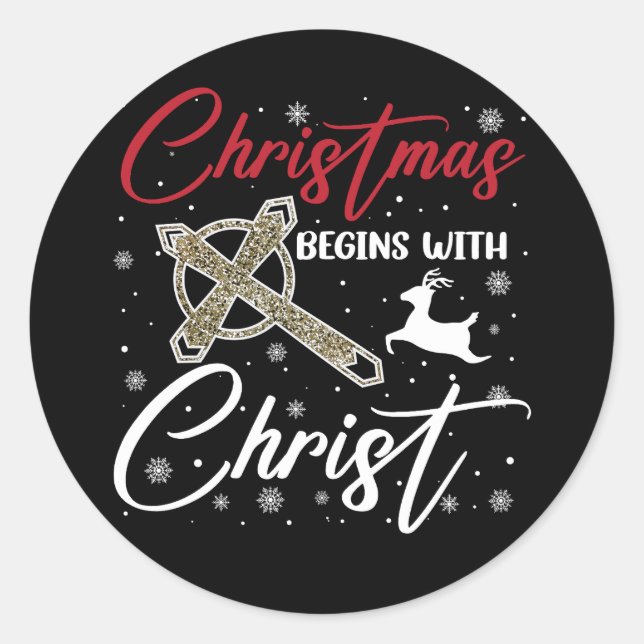 Christmas Begins With Christ Xmas Christian Classic Round Sticker (Front)