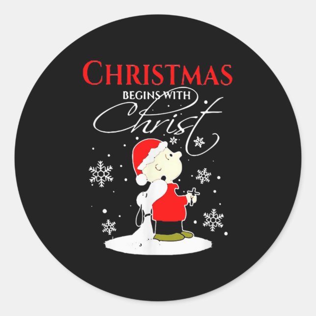 Christmas Begins With Christ Xmas Gift Holiday Cos Classic Round Sticker (Front)