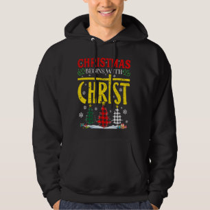 Christmas Begins With Christ Xmas Pun Hoodie