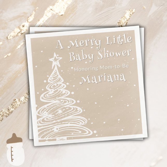 Christmas Beige Gender Neutral Baby Shower Napkin (Creator Uploaded)