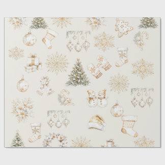 Christmas beige gold wrapping paper