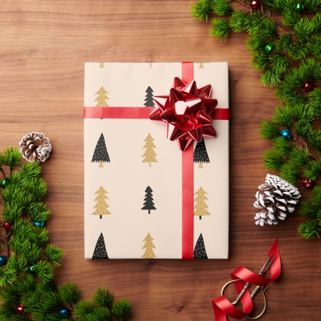 Christmas Beige Winter Tree Wrapping Paper (Holiday Gift)