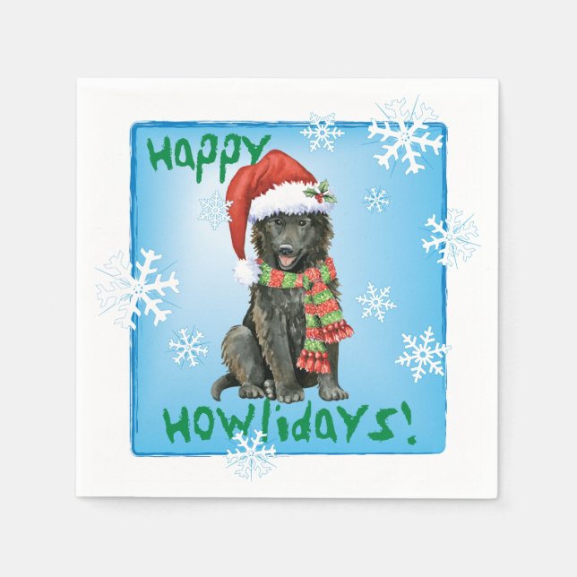 Christmas Belgian Sheepdog Napkins (Front)