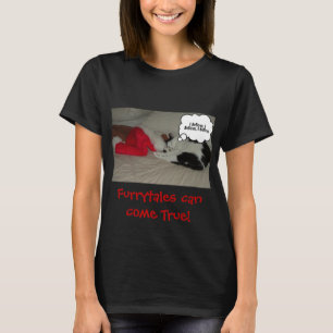 Christmas Believe Black and White Kitten T-Shirt
