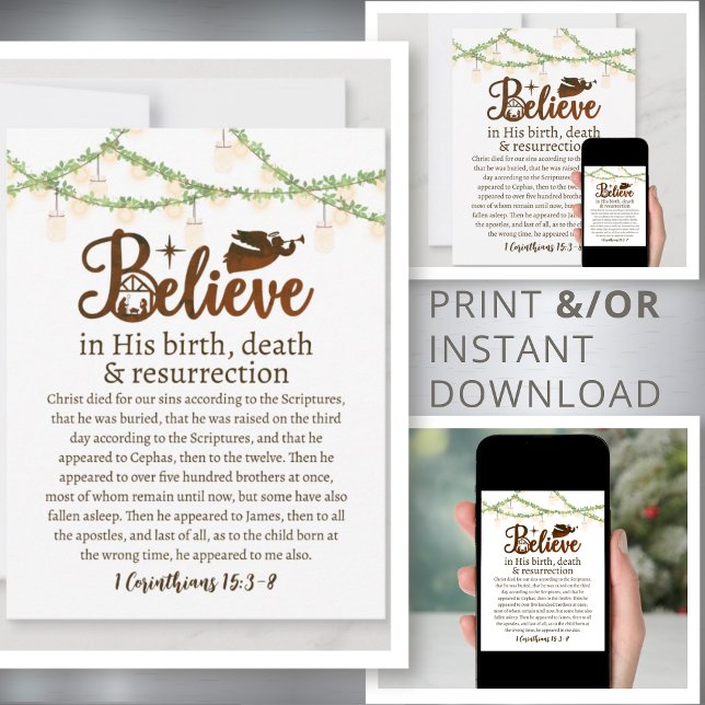 Christmas Believe Jesus Nativity Rustic Script Holiday Card (Creator Uploaded)