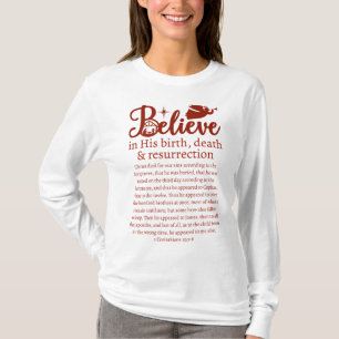 Christmas Believe Jesus Nativity White Red Script T-Shirt