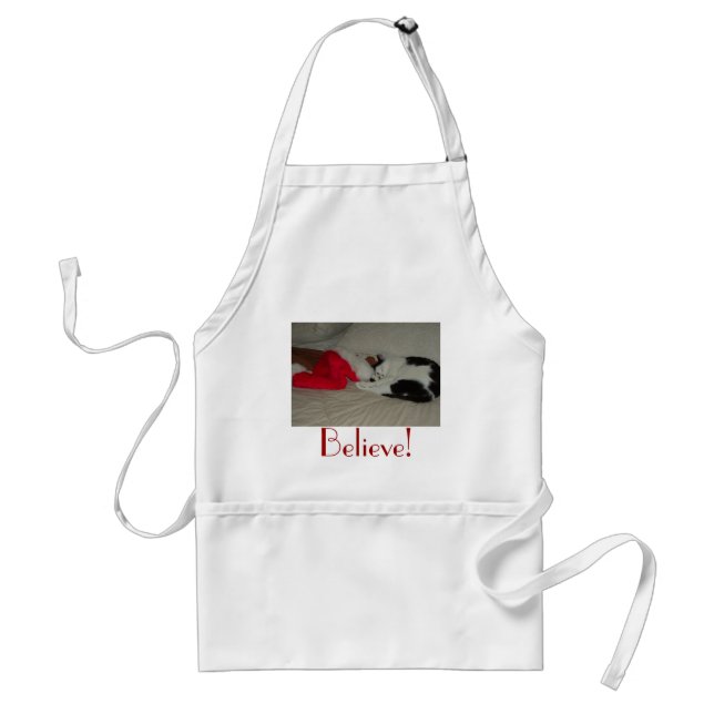 Christmas Believe Kitty Cat Standard Apron (Front)