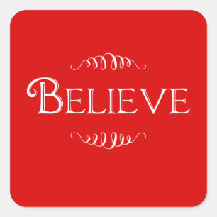 Christmas Believe Red sticker