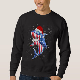 Christmas Believe Santa Claus Riding Shark Xmas UG Sweatshirt