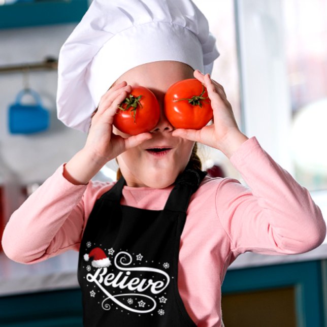 Christmas Believe Santa Claus - Santa Hat Black Apron (Creator Uploaded)
