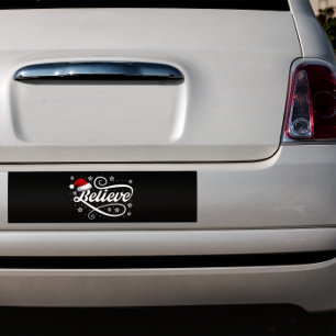 Christmas Believe Santa Claus - Santa Hat Black Bumper Sticker