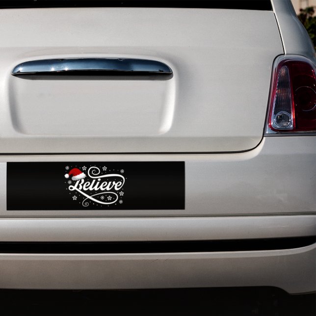 Christmas Believe Santa Claus - Santa Hat Black Bumper Sticker (Creator Uploaded)