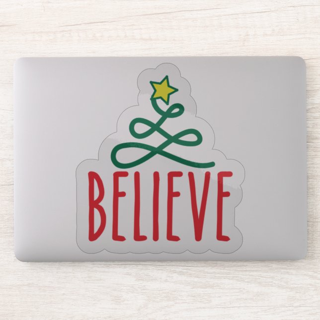 Christmas "Believe" Transparent Sticker (Computer)