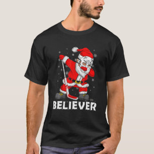 Christmas Believer Santa Dabbing Hockey Player Dab T-Shirt