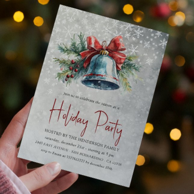 Christmas Bell And Pine Brunches Holiday Party Invitation (Creator Uploaded)