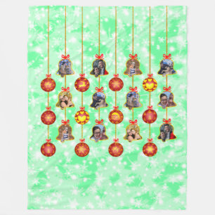 Christmas Bell & Ball Ornament 6 Photos L-Green V Fleece Blanket