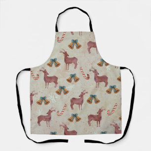 Christmas Bell Deer Candy Cane Apron