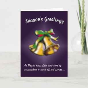 Christmas Bell (Gold/Purple) Holiday Card