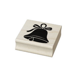 Christmas Bell in Black Silhouette Rubber Stamp