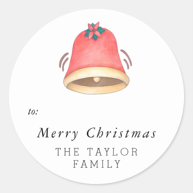 Christmas Bell Merry Christmas  Classic Round Sticker (Front)