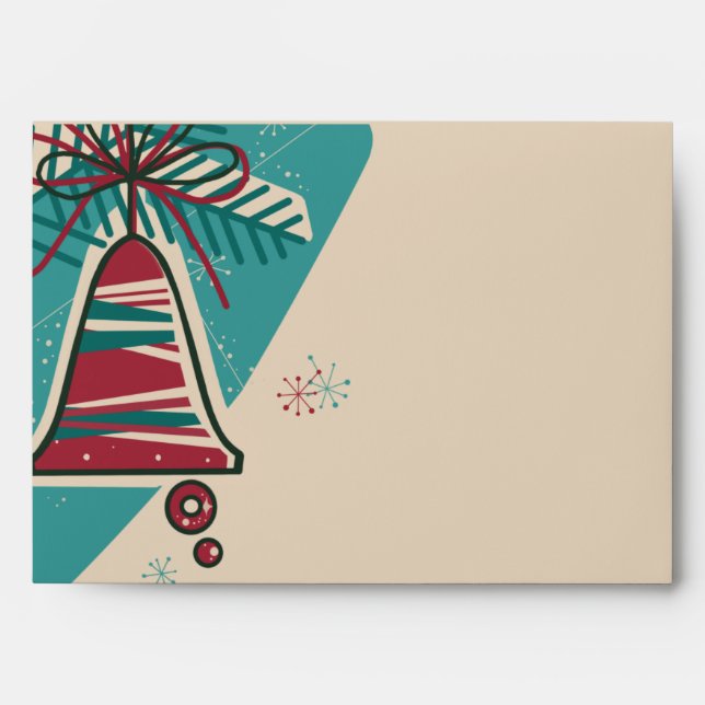 Christmas bell mid century modern envelope (Front)