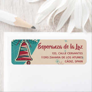 Christmas bell mid century modern return address label