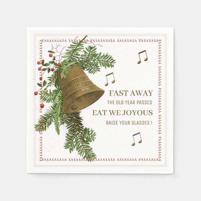 Christmas Bell Music Napkin with Lyrics (Front)