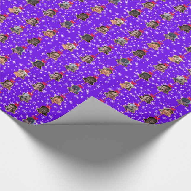 Christmas Bell Ornaments 9 Photos D-Purple Wrapping Paper (Corner)