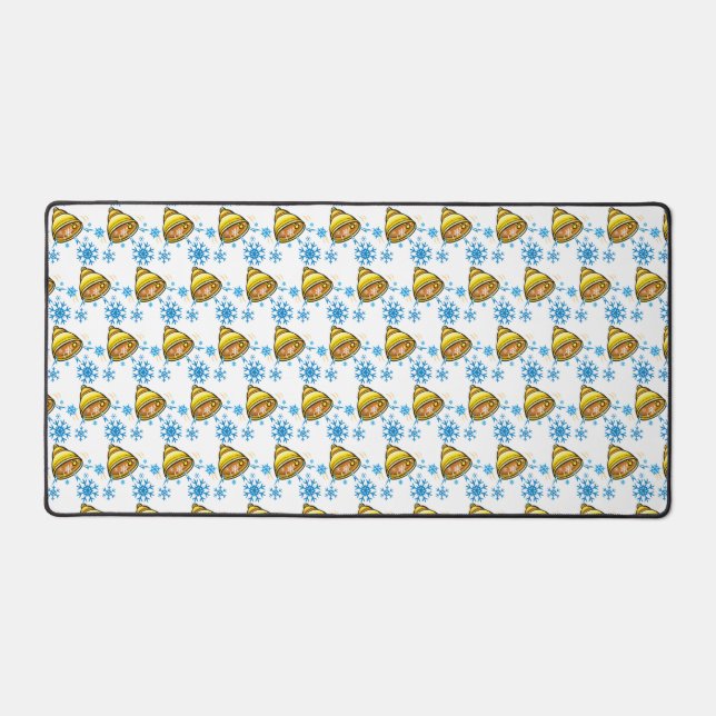 Christmas Bell Snowflake Holiday Pattern Desk Mat (Front)